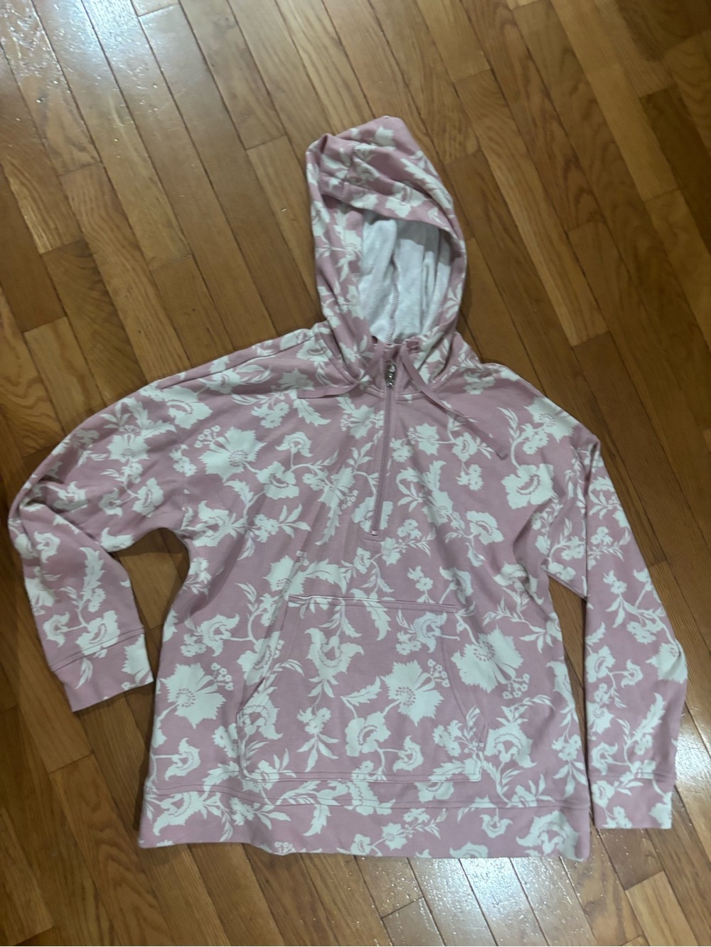 croft & barrow Pink Floral Zip Hoodie